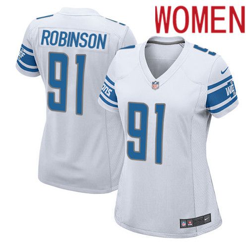 Women Detroit Lions #91 AShawn Robinson Nike White Game Player NFL Jersey->women nfl jersey->Women Jersey